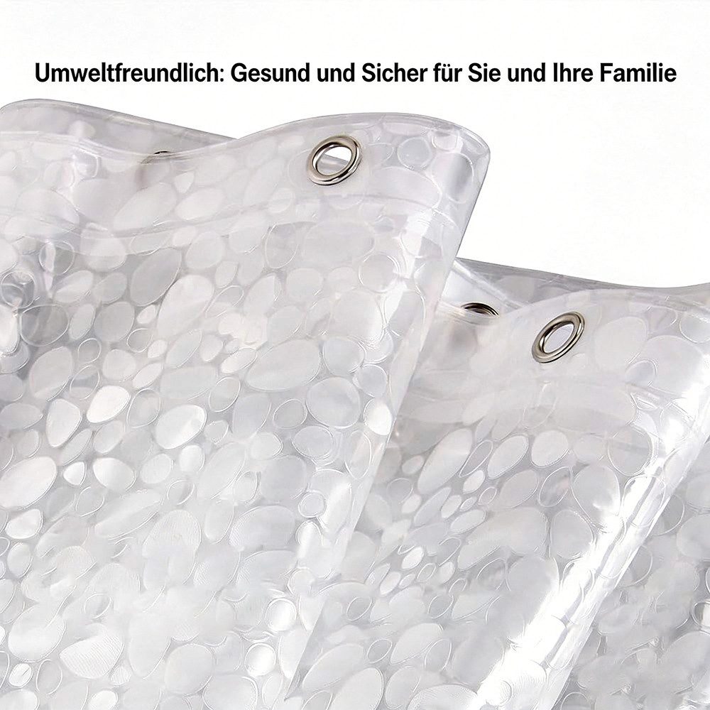 wohnTRAUM24 Duschvorhang Duschvorhang Anti-Schimmel mit Gewicht Magnet unten, 3D Steinmuster Breite 180 cm, 0.2mm Wasserdicht Antibakteriell Eva Vorhang für Dusche und Badewanne
