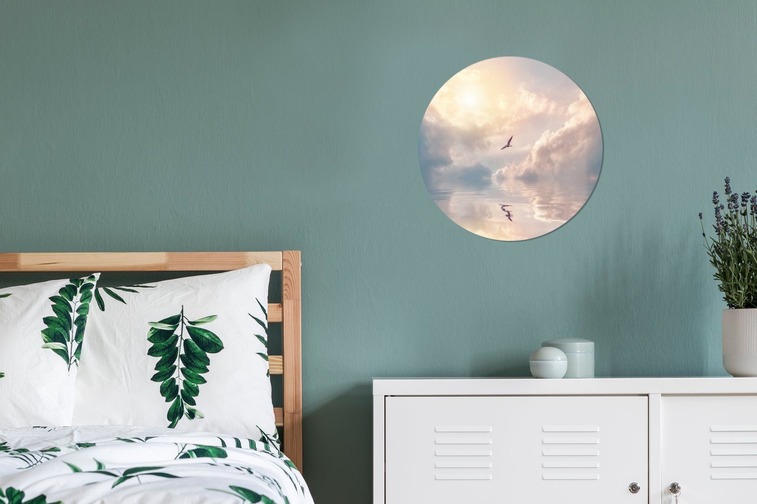 MuchoWow Gemälde Vogel - Meer - Sonne, Fotodruck (1 St), Kreis Wanddekoration, Rundes Wandbild, 30x30 cm