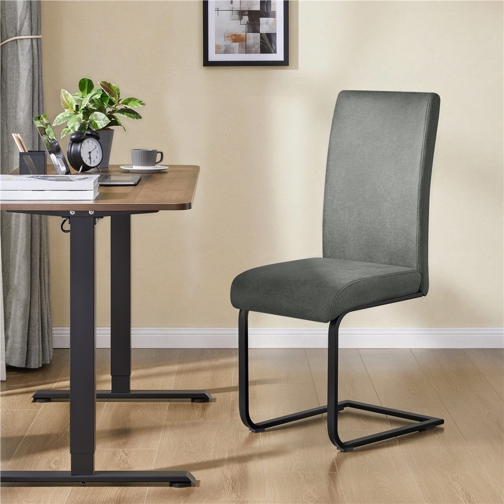 Yaheetech Esszimmerstuhl 2/4/6-er Küchenstuhl (2 St), Schwinger Polsterstuhl mit Ergonomischer Rückenlehne & Metallbeine – Bild 3 von 5