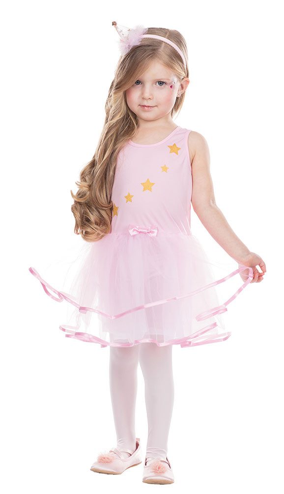 Karneval-Klamotten Kostüm Ballerina Kinder Mädchen rosa gold mit Tüll, Tänzerin Mädchenkostüm Ballerinakleid Karneval Fasching