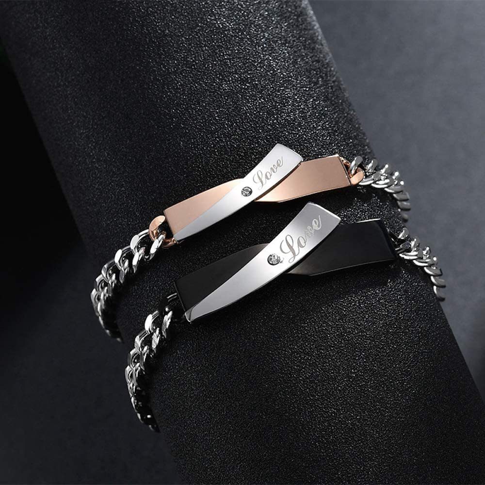 Kim Johanson Armband Set Partner Armband Love Gold + Schwarz (Set), Pärchen Schmuck mit Herz – Bild 4 von 5