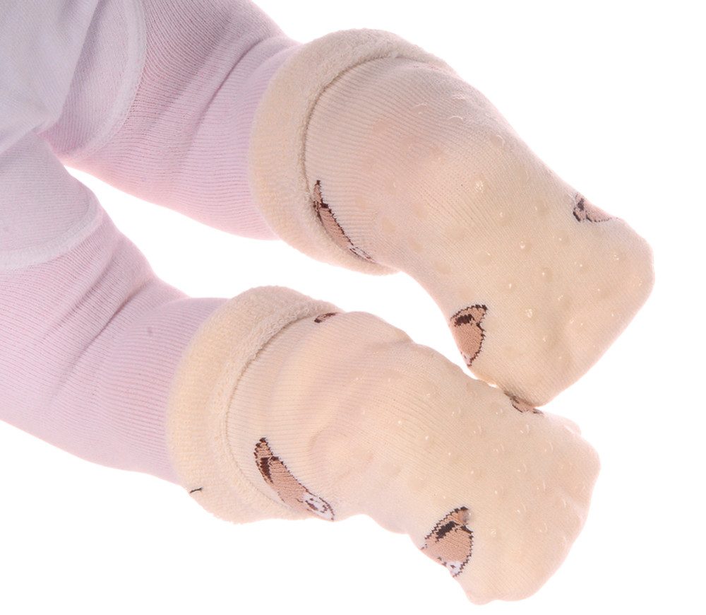 La Bortini ABS-Socken Baby Socken 16 17 18 19 Thermosocken aus Frottee neutral Sohle genoppt Antirutschsocken für Neugeborene, 6-12Mon, weihnachtlich 16 17 18 19