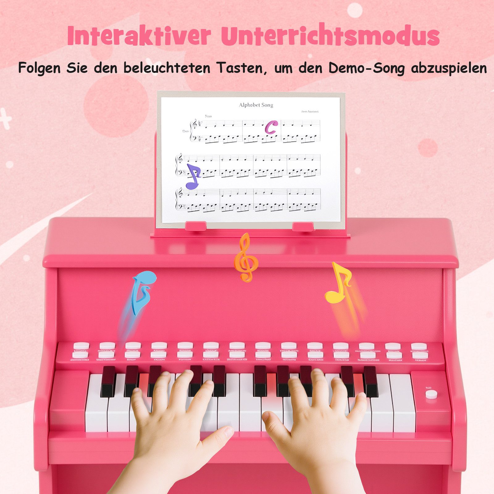 COSTWAY Spielzeug-Musikinstrument, 25 Tasten Digitalpiano Kinder, mini elektrisches Klavier
