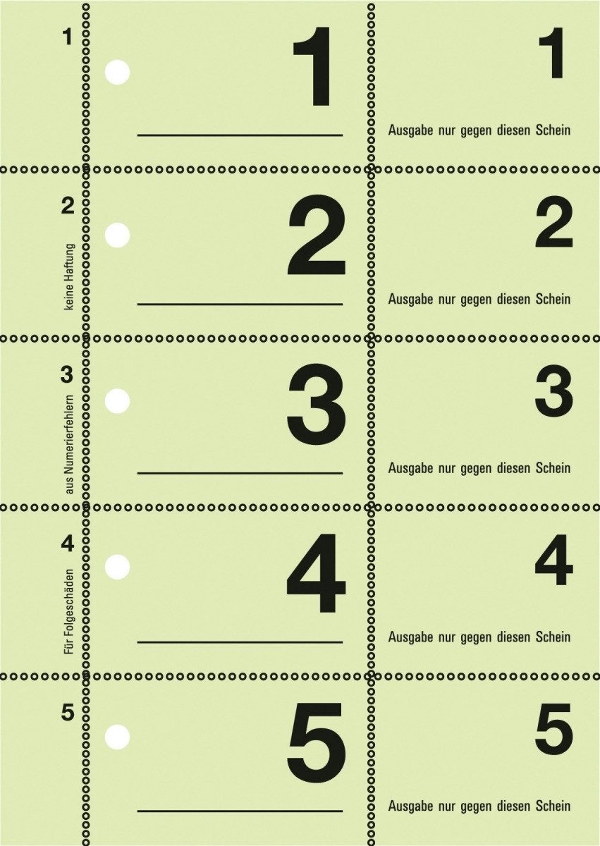 Avery Zweckform Formularblock Garderobennummern A6 farbig sortiert 100 Blatt / Block farbig sortiert