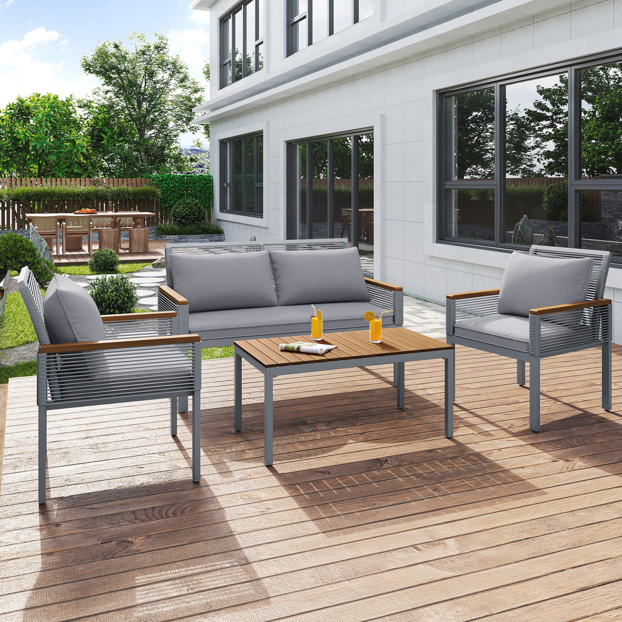 MODFU Gartenlounge-Set Loungemöbel-Set – Polyrattan & günstig online kaufen