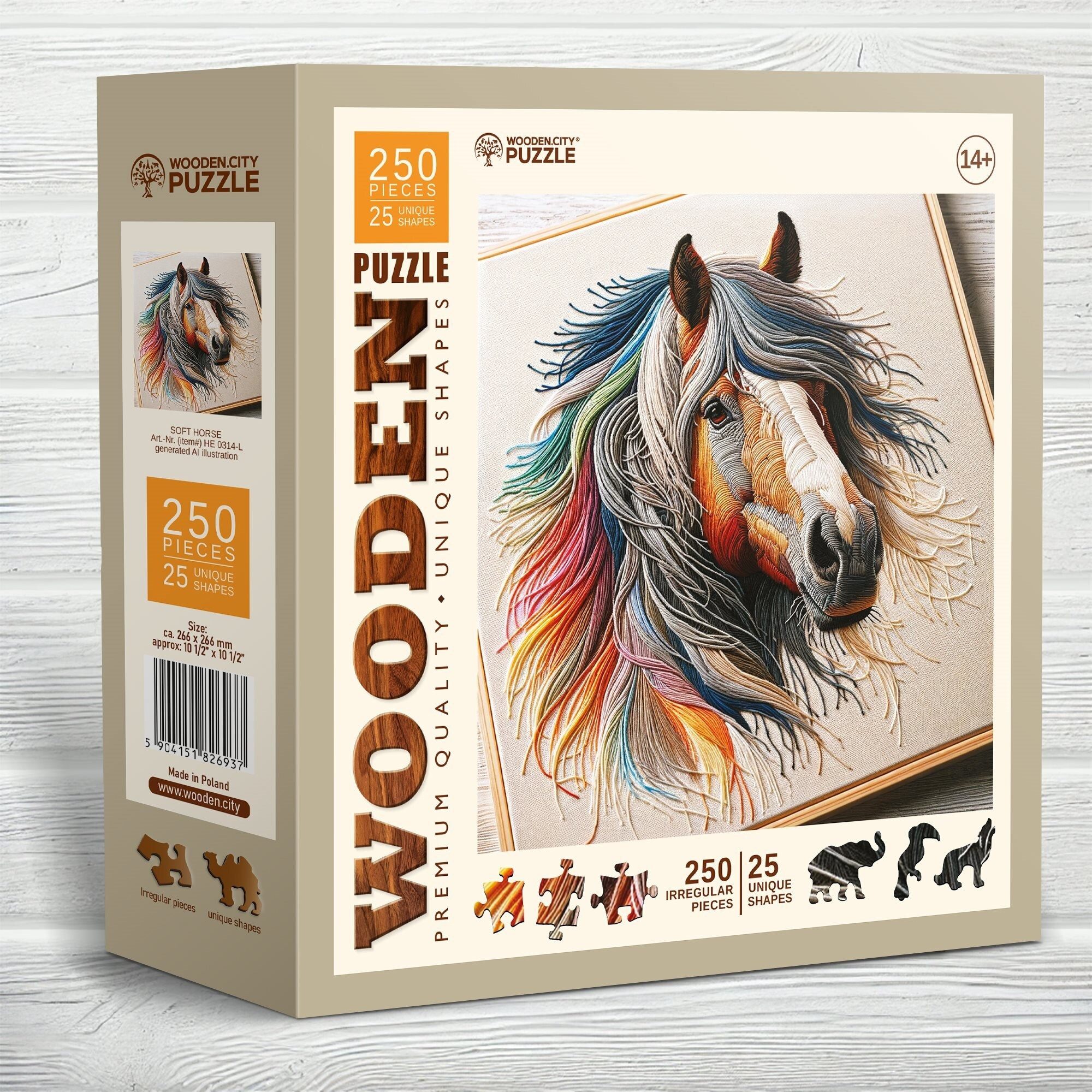 Wooden City Puzzle WOODEN CITY Dřevěné puzzle Jemný kůň 250 dílků, Puzzleteile