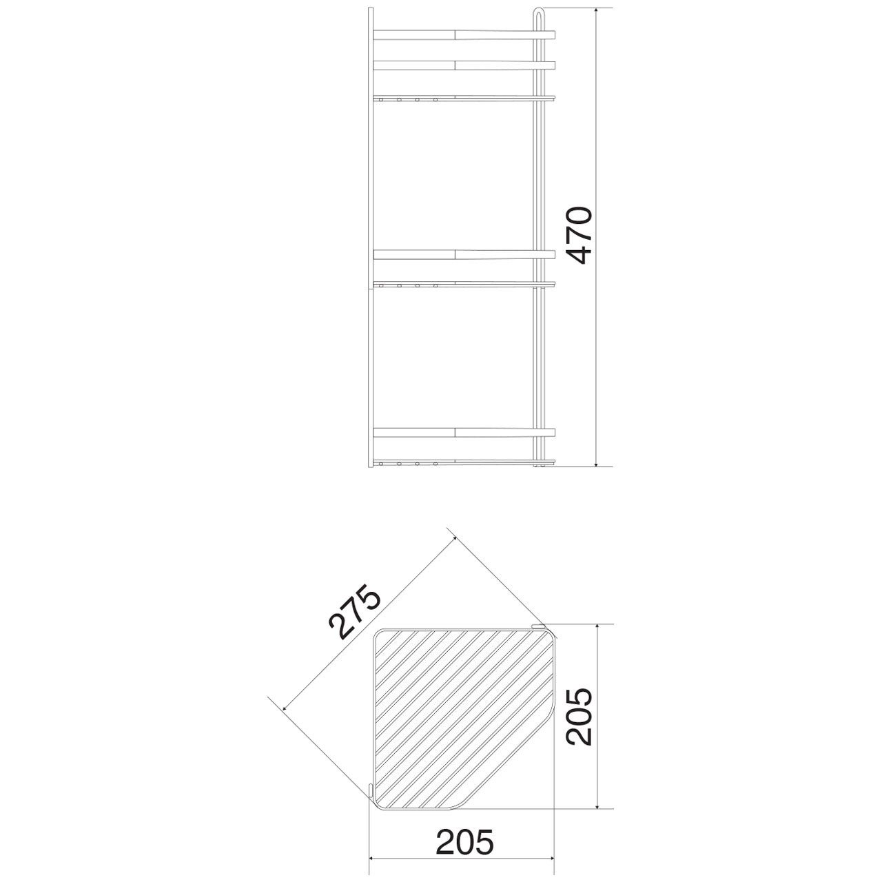 Euroshowers GmbH Duschregal Eck Satinchrom 3 Etagen 20,5 × 47 cm – Bild 3 von 3