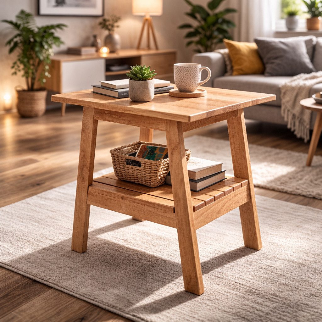bv-vertrieb Beistelltisch Kindertisch 50x40x50 Beistelltisch Eiche geölt Kindergartentisch #4503, Eiche massiv