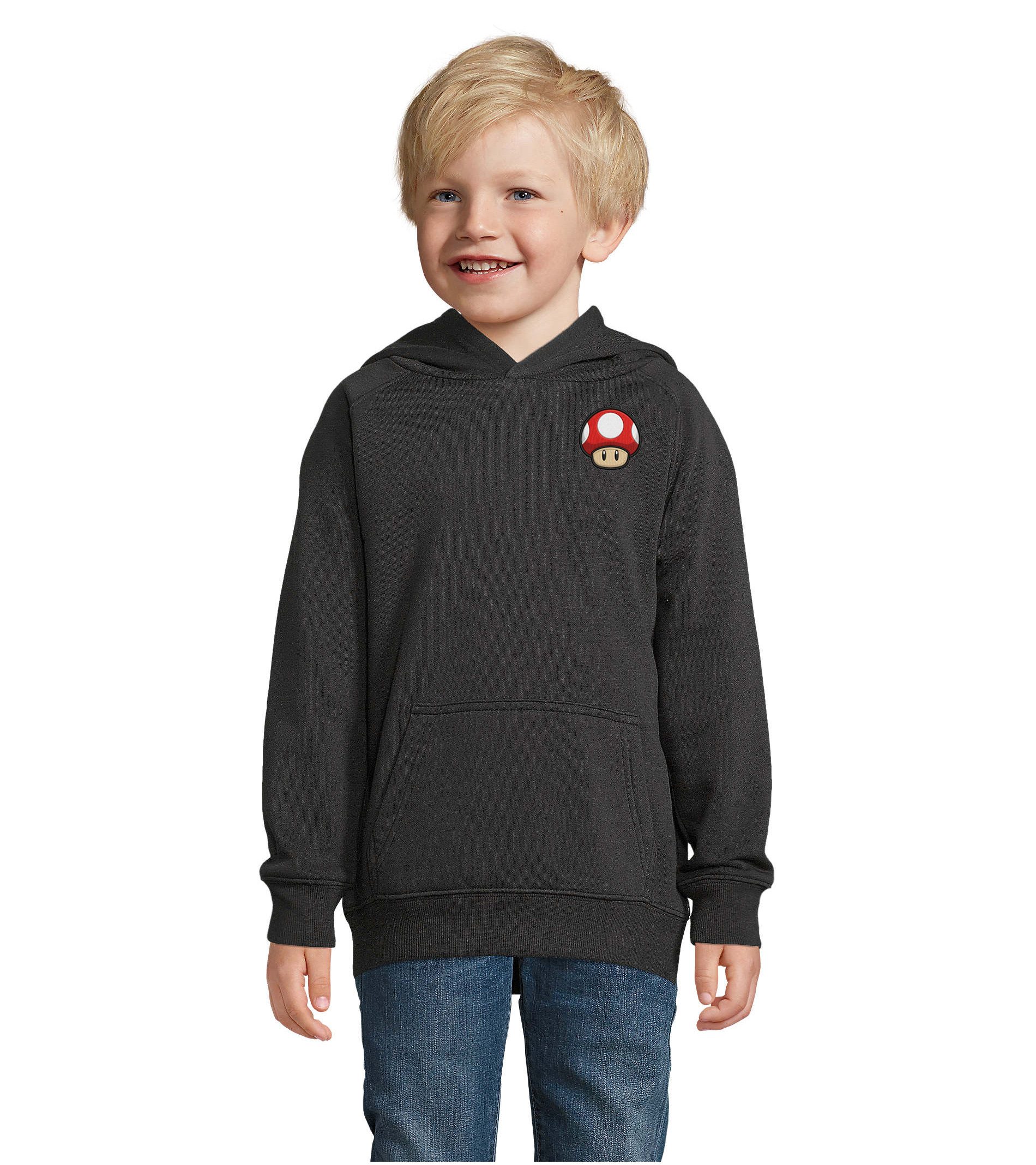 Blondie & Brownie Hoodie PilzFacePatch Kinder Hoodie Pilz Patch Cartoon Gaming Freizeitlook (Einzelartikel, 1-teilig) PilzFacePatch Kinder Freizeit Kapuzenhoodie