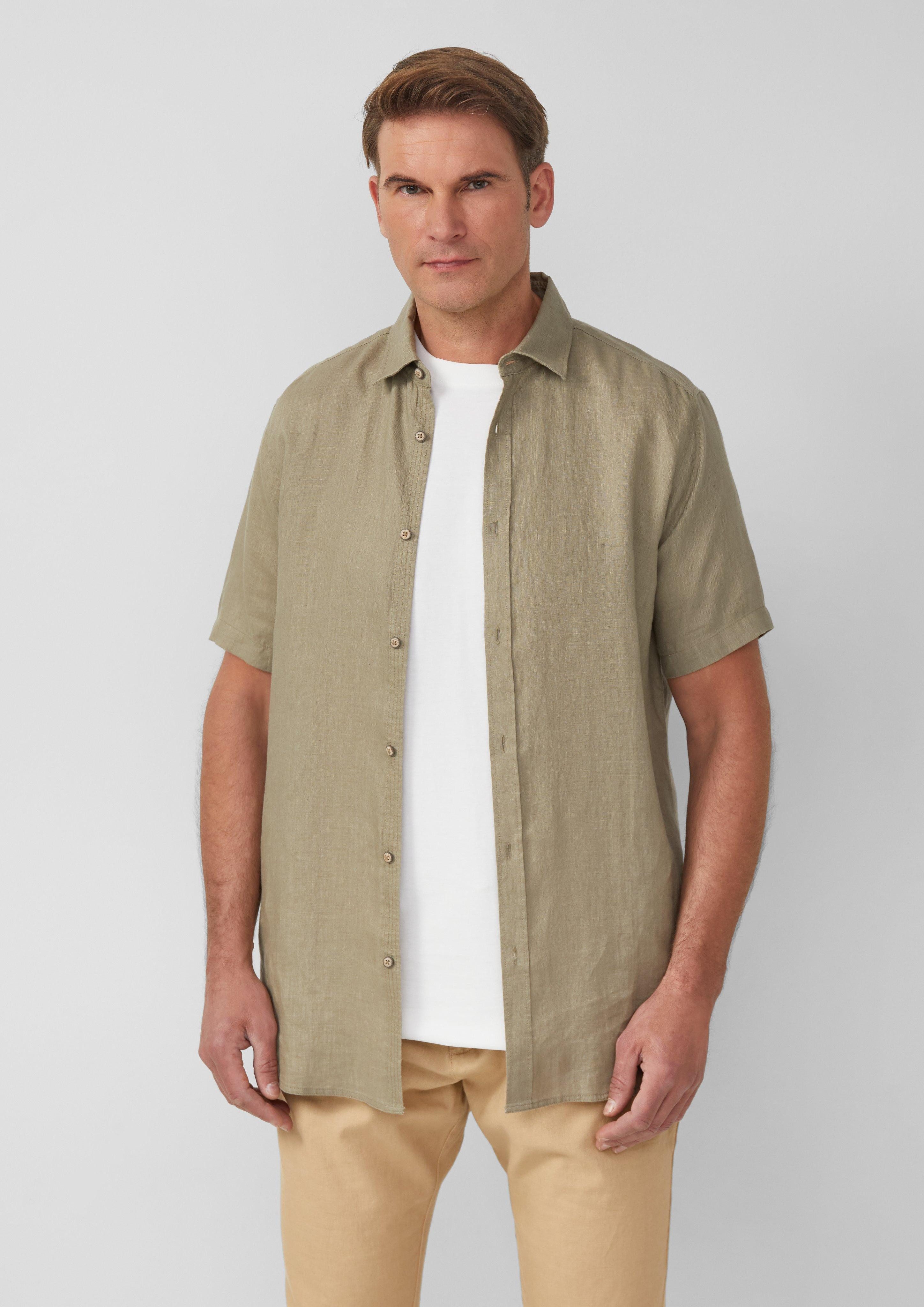 Kurzarmhemd Regular Fit: Leichtes Kurzarmhemd aus 100% Leinen