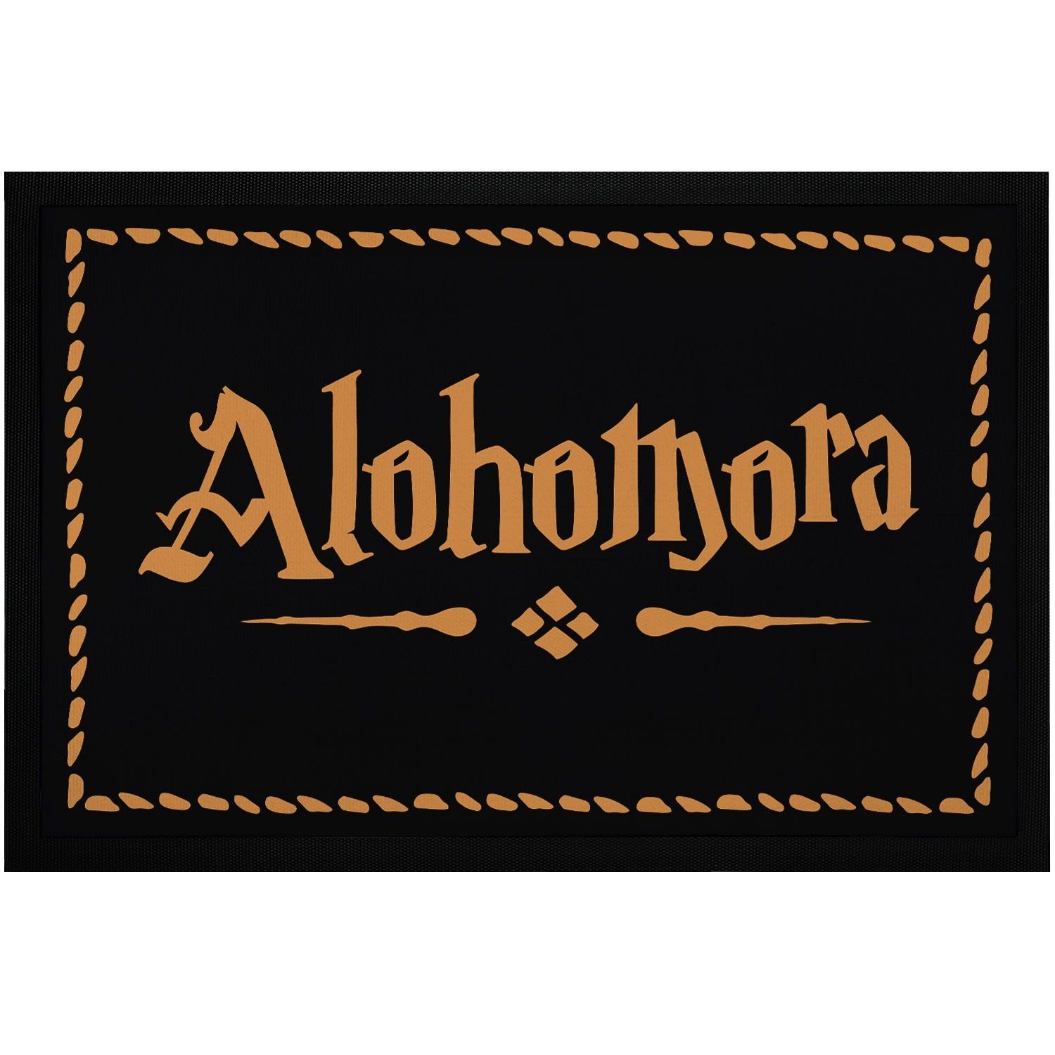 Fußmatte Fußmatte mit Aufschrift Alohomora Türmatte für Fantasy-Fans Zauberspruch rutschfest & waschbar Moonworks®