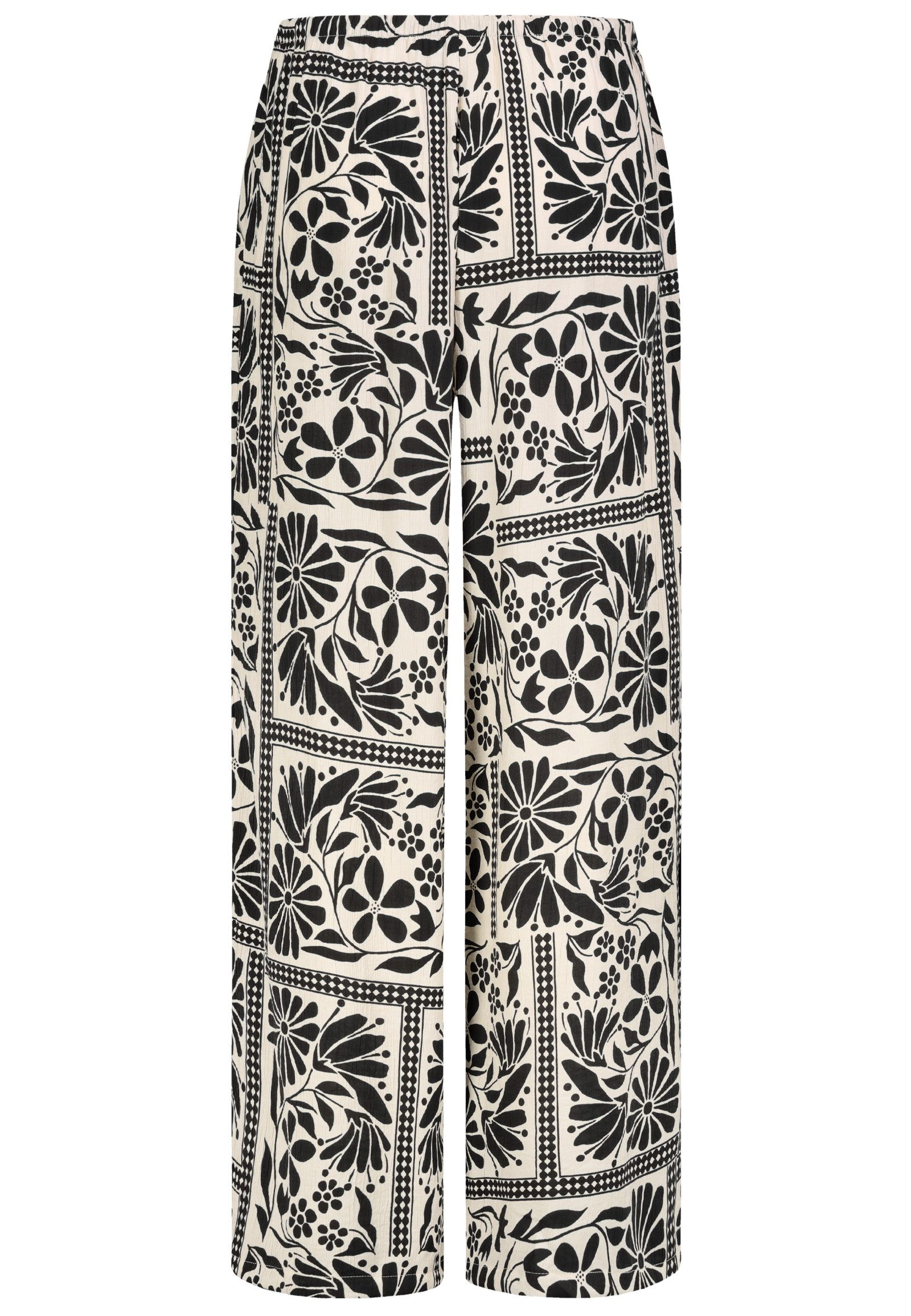 Eight2Nine Stoffhose Damen Sommerhose mit weitem Bein Allover Print, Gummibund mit Kordel & Perle