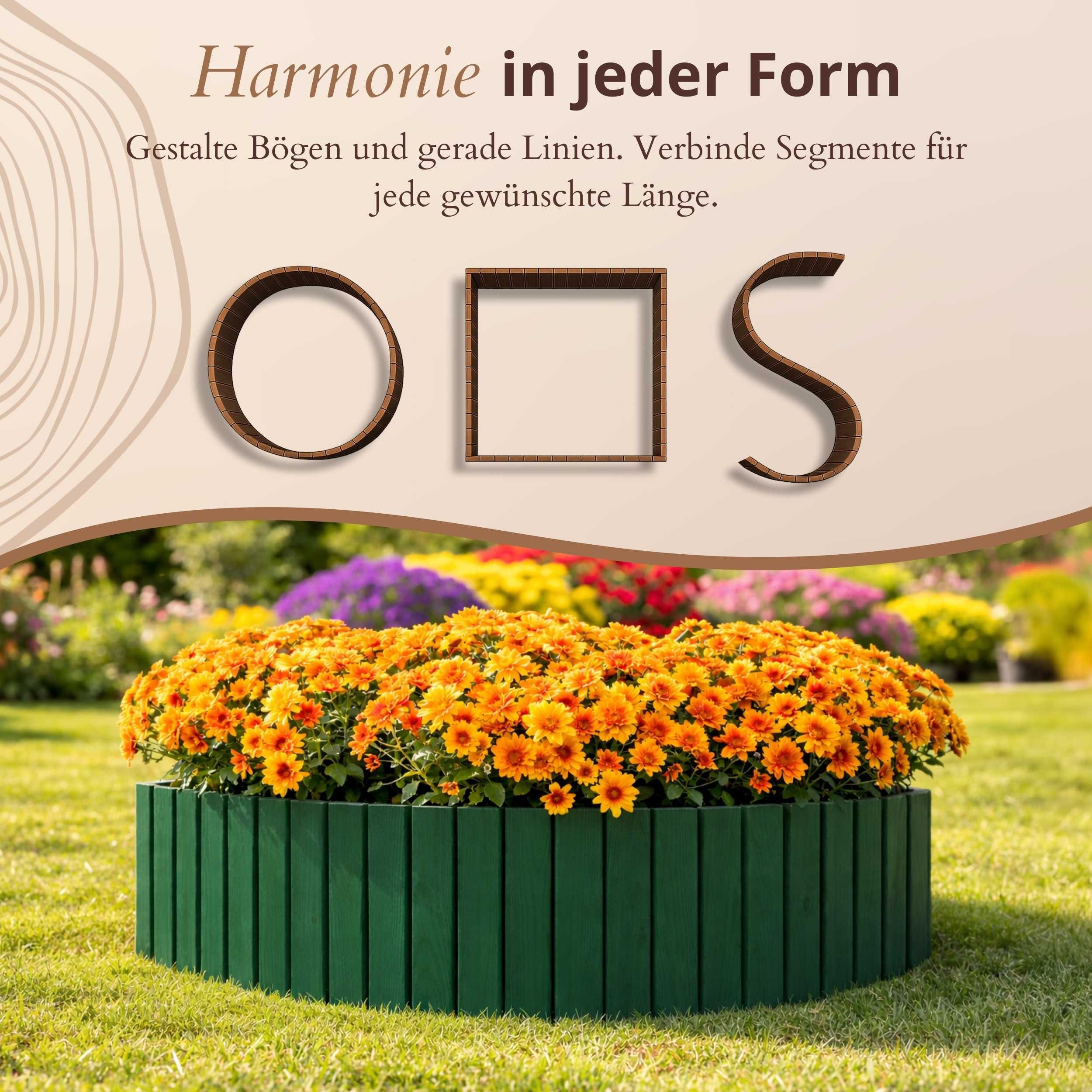 Floranica Beetbegrenzung Beeteinfassung Flexibler Rollborder Rasenkante Beetumrandung Palisade, LxH: 200x10 cm, 1 Stk., Grün, für Garten, Rindenmulch, Blumenbee – Bild 4 von 5
