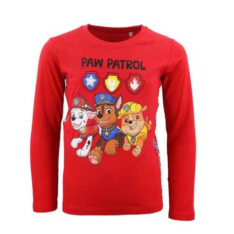 PAW PATROL Langarmshirt Paw Patrol Chase Marshall Kinder Shirt Gr. 98 bis 128, 100% Baumwolle