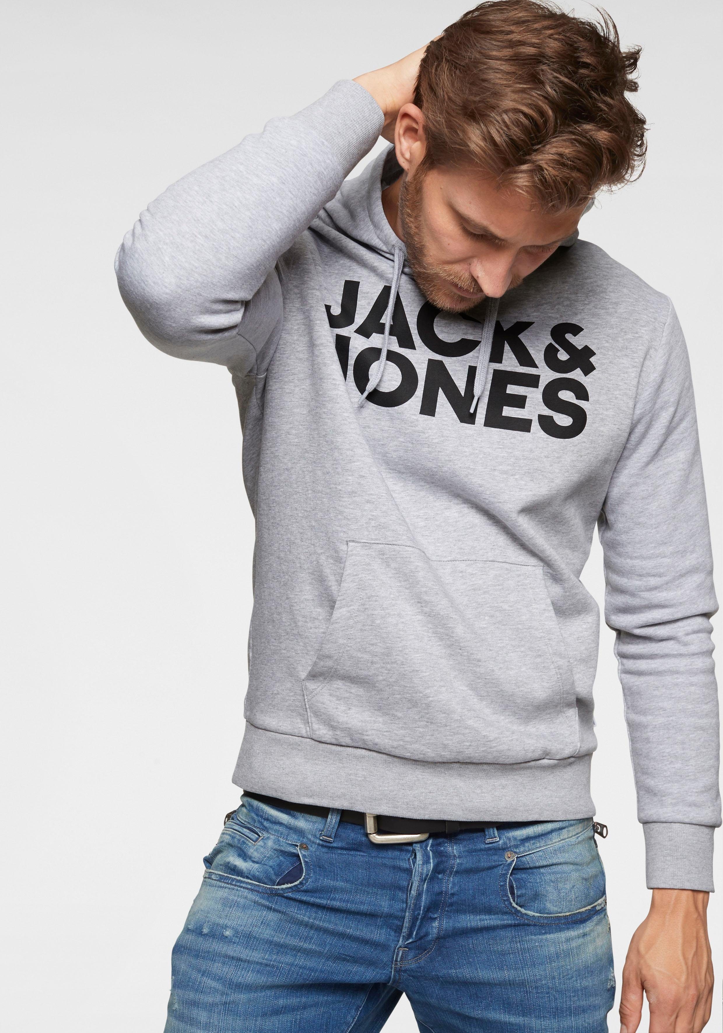 Jack & Jones Kapuzensweatshirt CORP Logo Hoodie mit Logoprint Light Grey Melange | 