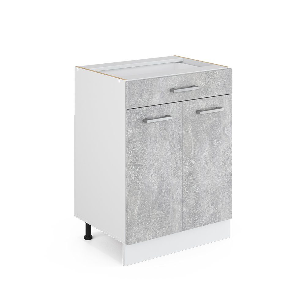 Vicco Unterschrank R-Line, Beton/Weiß, 60 cm mit Schublade, ohne Arbeitsplatte (1-St)