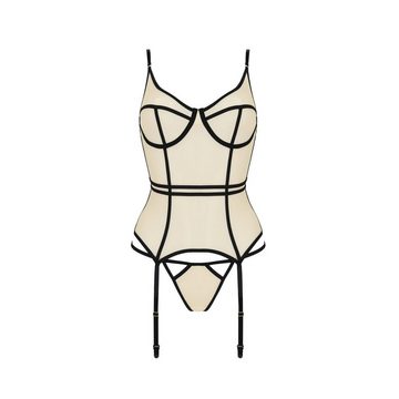 Passion-Exklusiv Corsage PE Serara corset & thong beige S/M