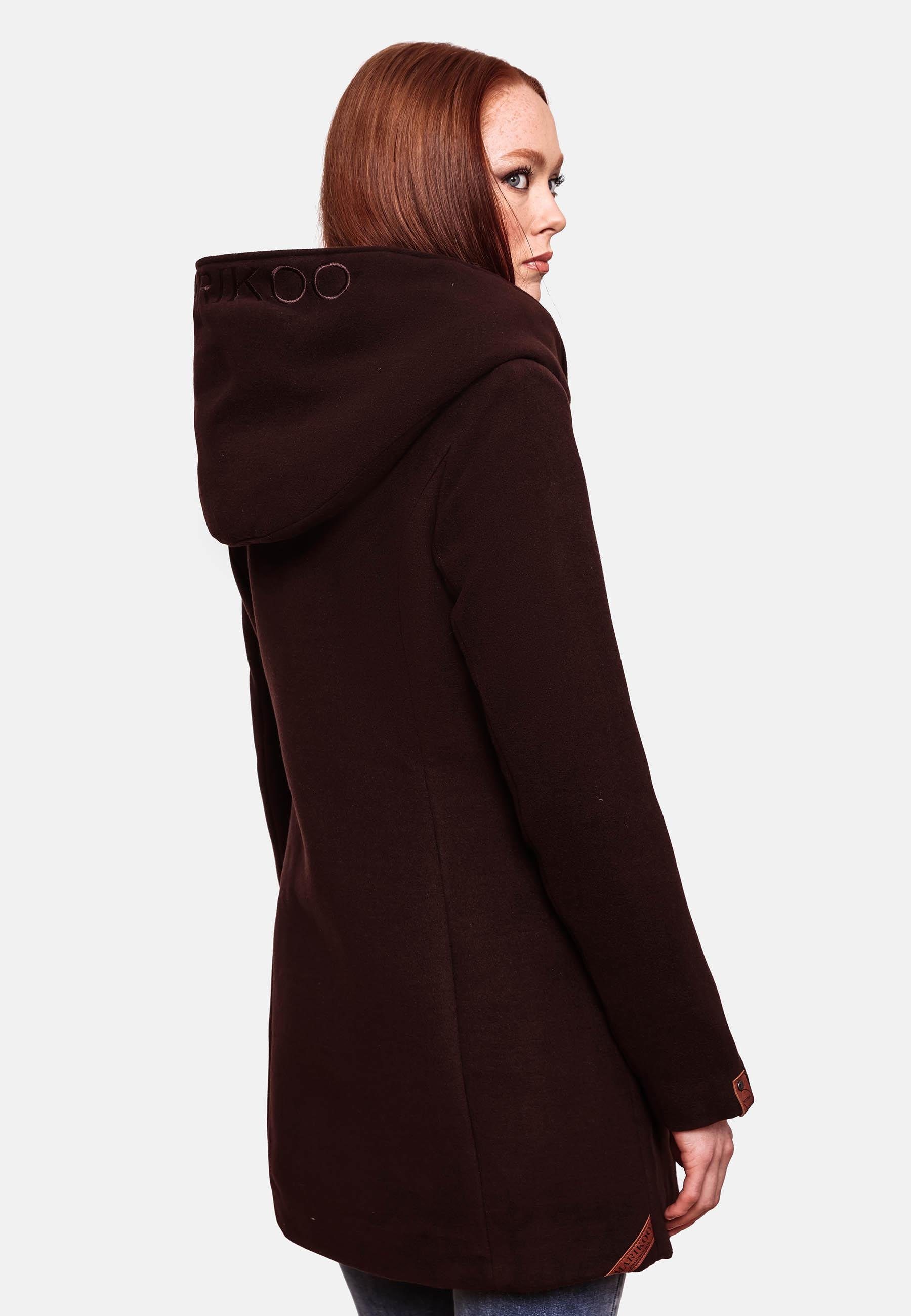 mit hochwertiger Mantel dunkelbraun Wintermantel großer Kapuze Maikoo Marikoo