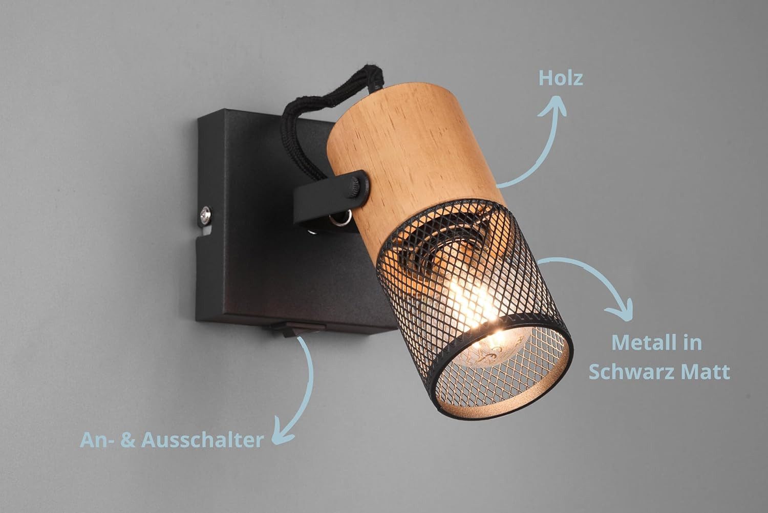 lightling Wandleuchte Aileen, ohne Leuchtmittel, inklusive Ein- und Ausschalter, IP20 Indoor