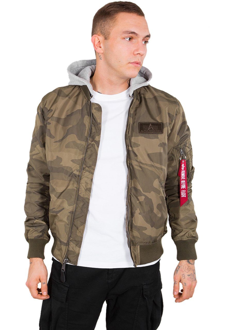 Herren Alpha MA-1 Sommerjacke Bomberjacke Hood TT olive Industries Alpha camo Industries