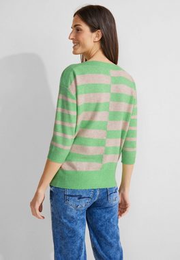 STREET ONE Streifenpullover Striped U-Boat mit 3/4 Arm und U-Boot-Ausschnitt