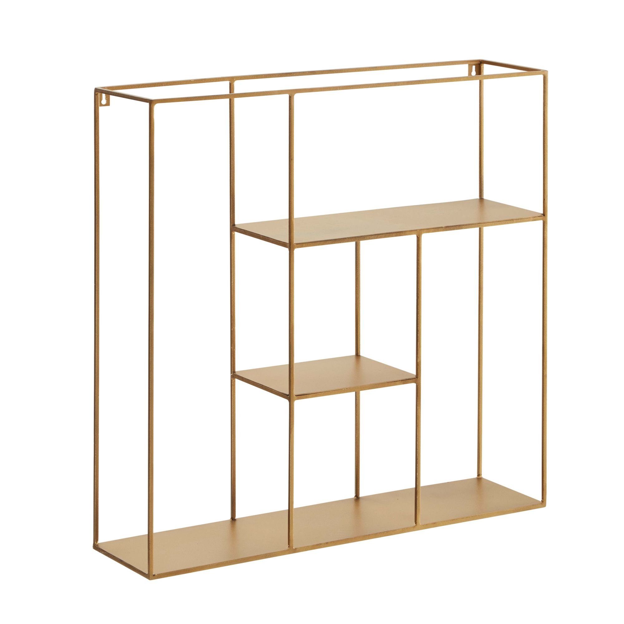 KADIMA DESIGN Wandregal Golden Iron Shelf with 3 Shelves, Handcrafted Floating Wall Shelf