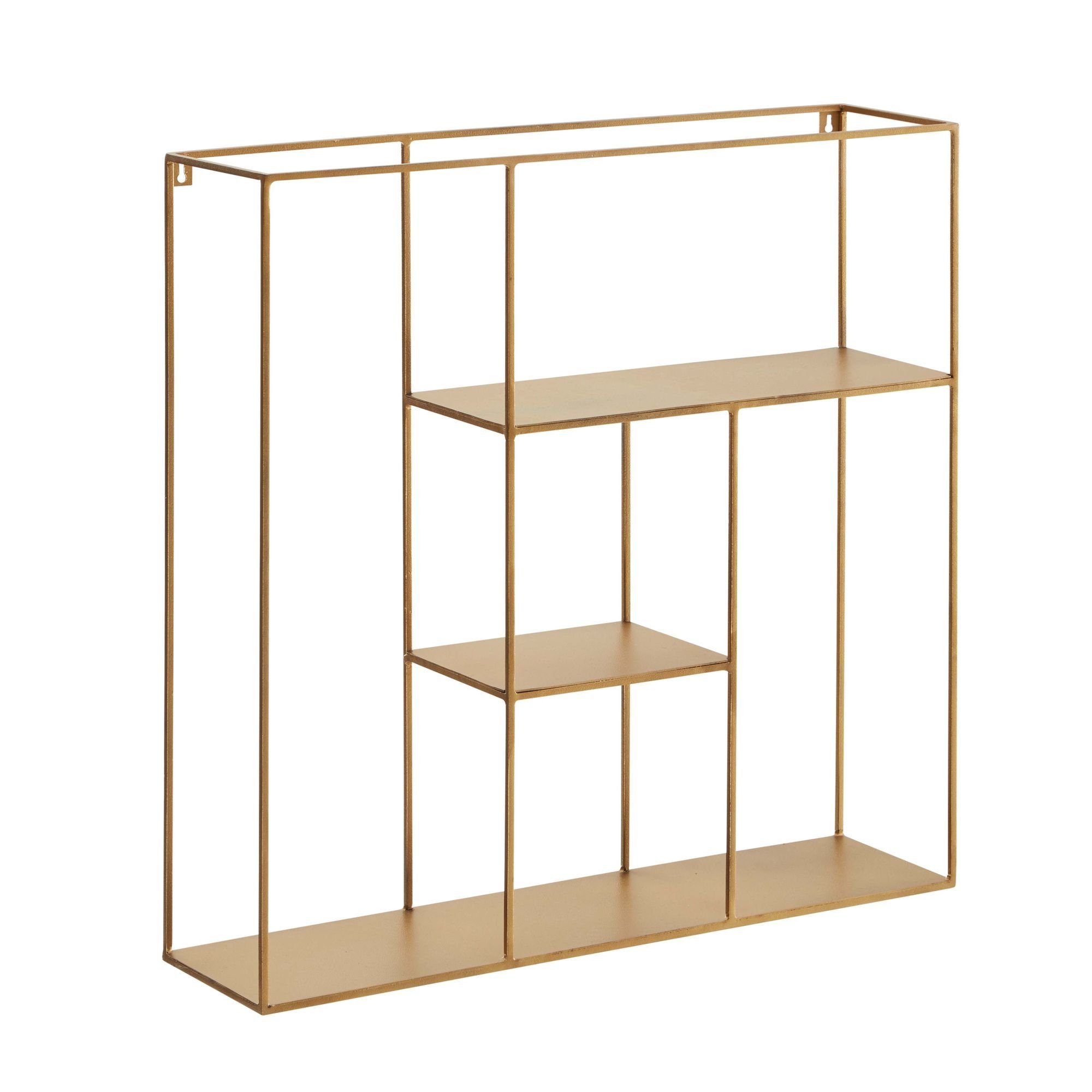 KADIMA DESIGN Wandregal Golden Iron Shelf with 3 Shelves, Handcrafted  Floating Wall Shelf