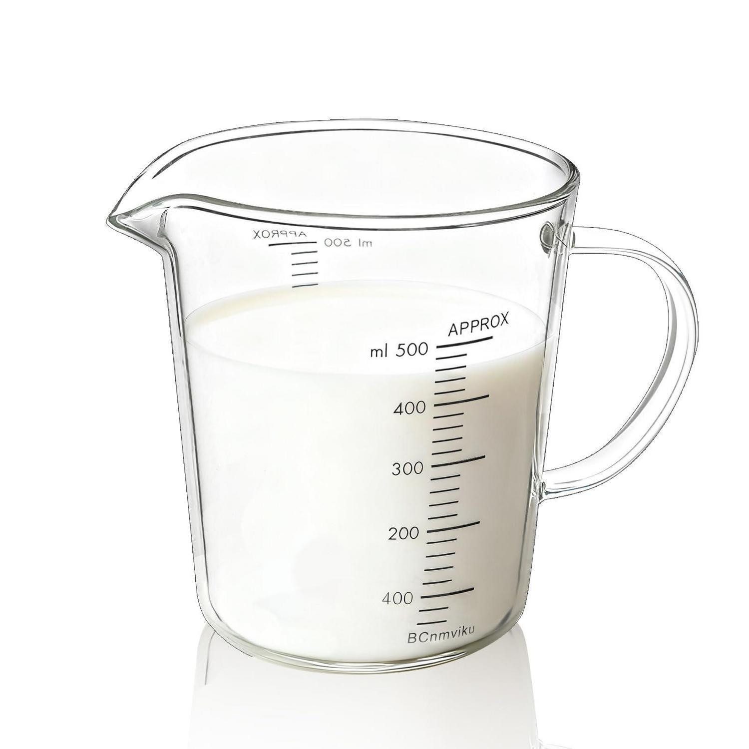 LuxusKollektion Messbecher Messbecher Glas 500ml mit Griff & Ausguss, Glas