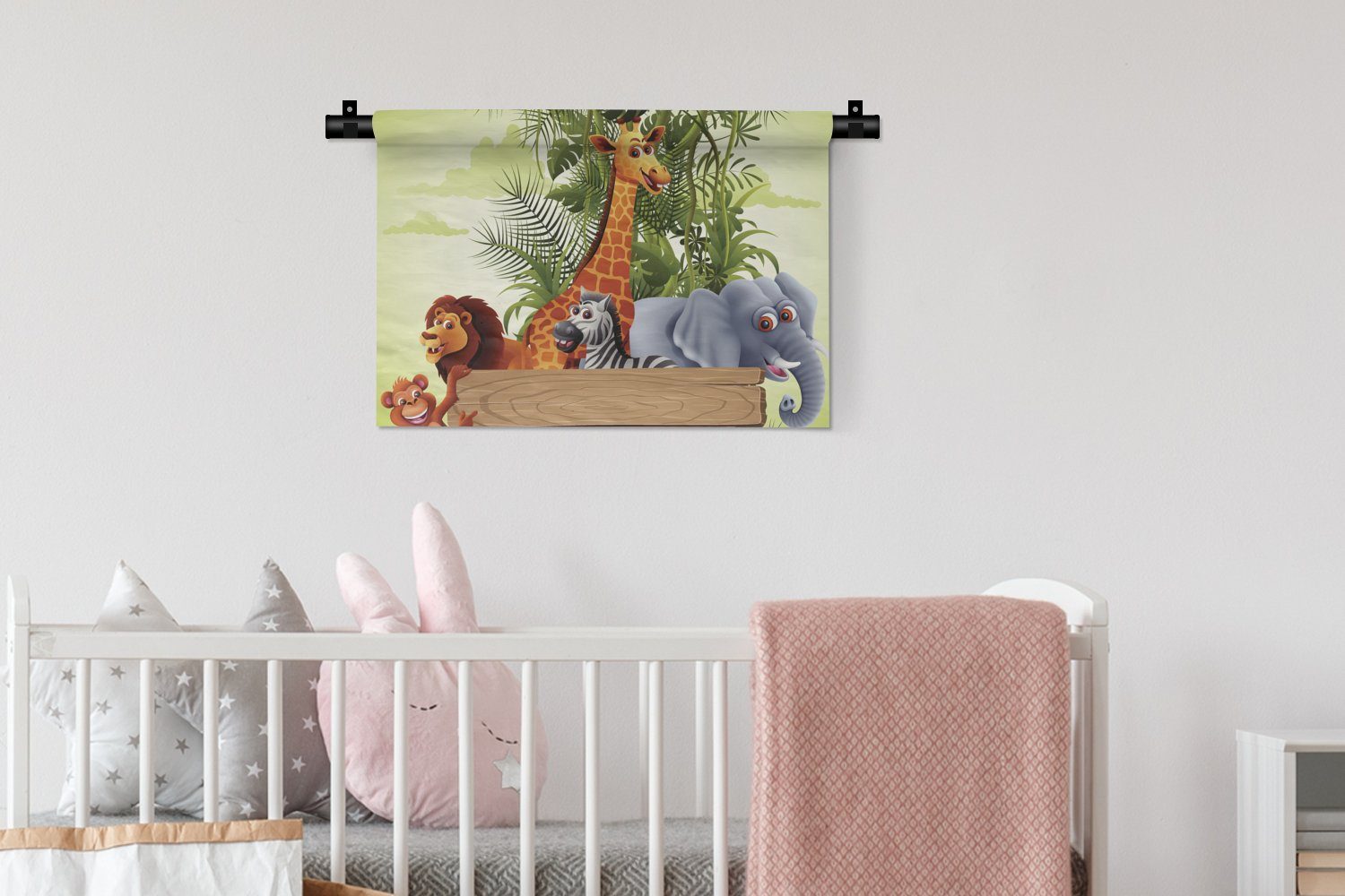 Wohnzimmer, Giraffe, Wanddekoobjekt Dschungeltiere Kinderzimmer - Kleid, MuchoWow für Wandbehang, Natur Kinder - Schlafzimmer, - Wanddeko