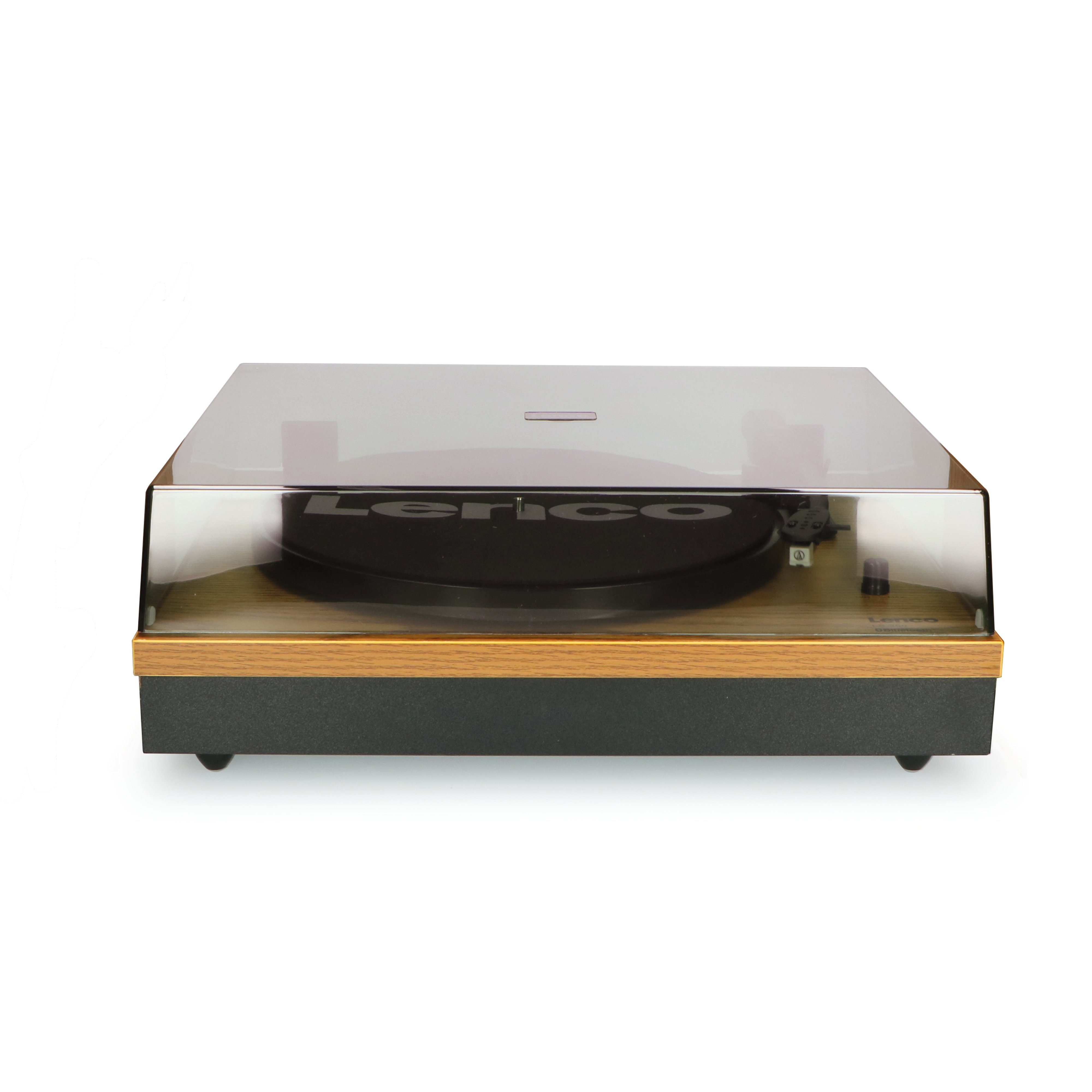 Lenco LS-300WD Plattenspieler (Riemenantrieb, Bluetooth, Bluetooth & Cinch-Anschluss inkl. 2x externe Lautsprecher, Holzfarben)