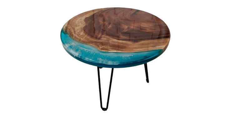 JVmoebel Couchtisch Couchtisch Tisch Holz Handarbeit Tische Wohnzimmer Möbel Harz Sofort (Couchtisch), Made in Europe