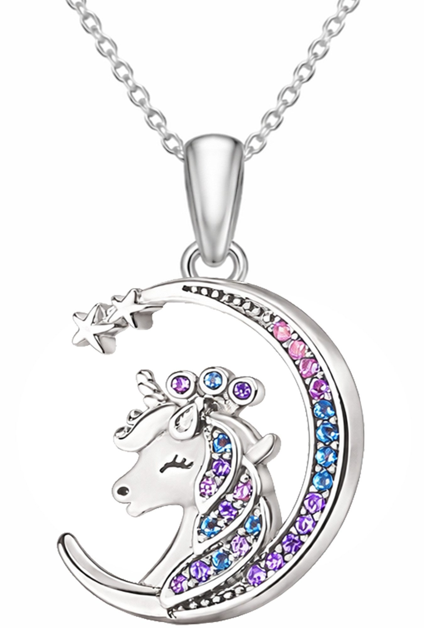 Limana Kette mit Anhänger Einhorn Pferd Kinderkette 925 Silber – Schmuck Halskette für Mädchen (inkl. Schmuckdose), Geschenk für Kinder Ostern Weihnachten Geburtstag Einschulung