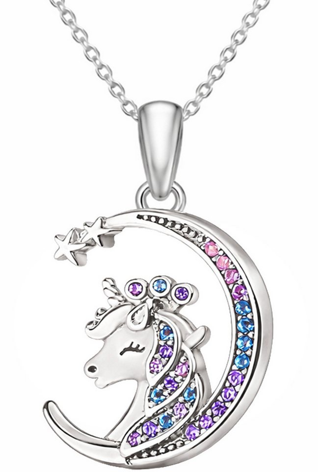 Limana Kette mit Anhänger Einhorn Pferd Kinderkette 925 Silber – Schmuck Halskette für Mädchen (inkl. Schmuckdose), Geschenk für Kinder Ostern Weihnachten Geburtstag Einschulung