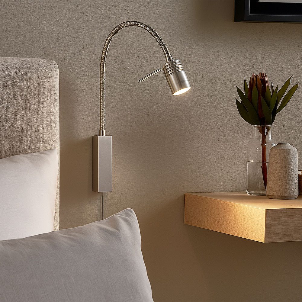 FISCHER & HONSEL LED Wandleuchte, LED-Leuchtmittel fest verbaut, Warmweiß, Wandlampe Bettleuchte Schlafzimmerlampe flexibel LED Leselampe