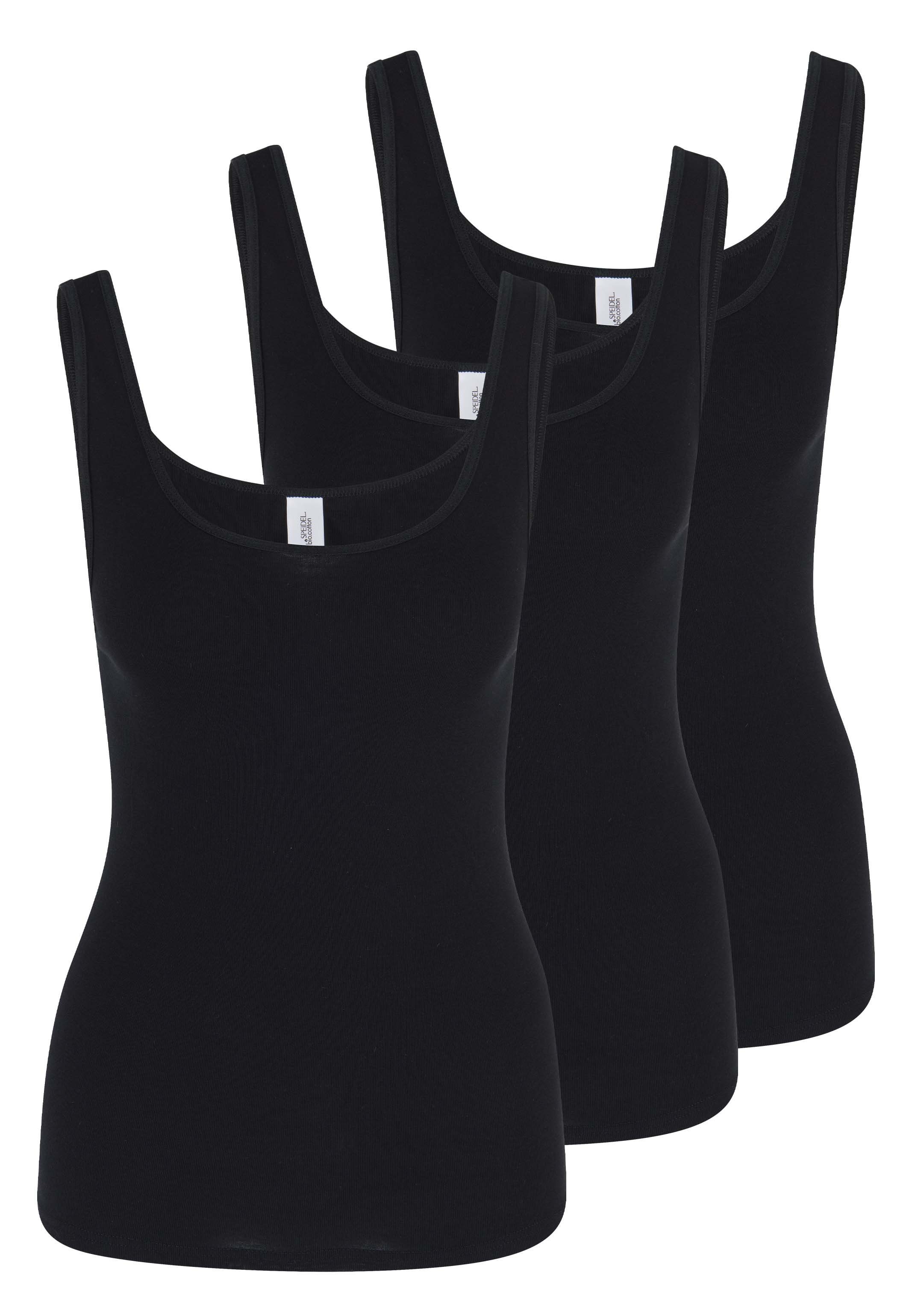 Unterhemd Baumwolle (Spar-Set, Top 3er / Bio-Baumwolle Unterhemd Speidel Pack - bio.cotton aus 3-St) - Schwarz Unterhemd