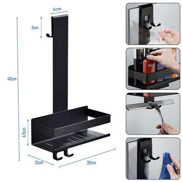CALIYO Duschregal Duschablage zum Hängen, Duschkorb zum Hängen der Glas-Duschabtrennung, Edelstahl Duschregal Shampoo Halterung mit Haken für Rahmenlos Glastür