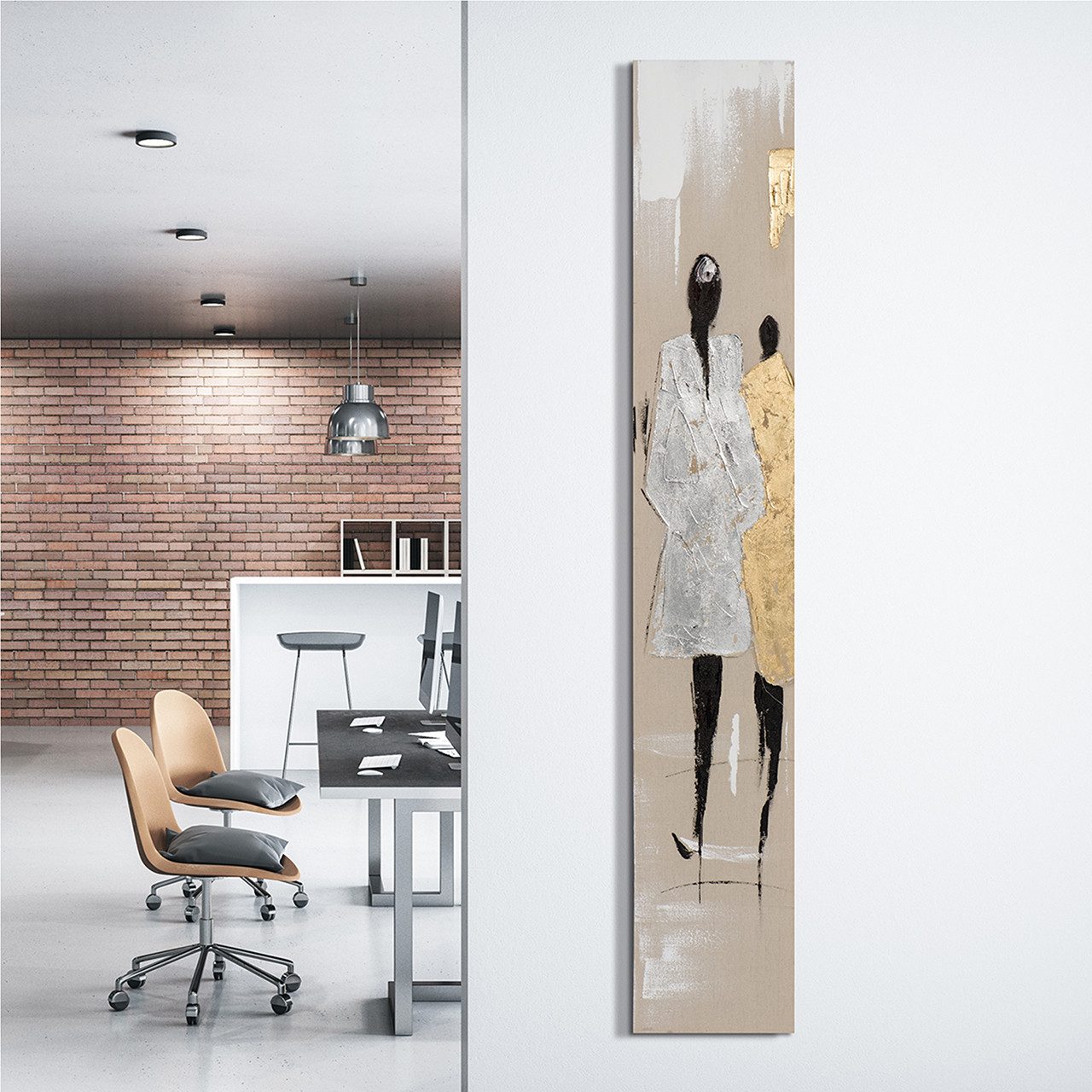 ArtUniverse Gemälde Leinwandbild Modenschau in gold und silber 25 x 150 cm, Menschenmotiv