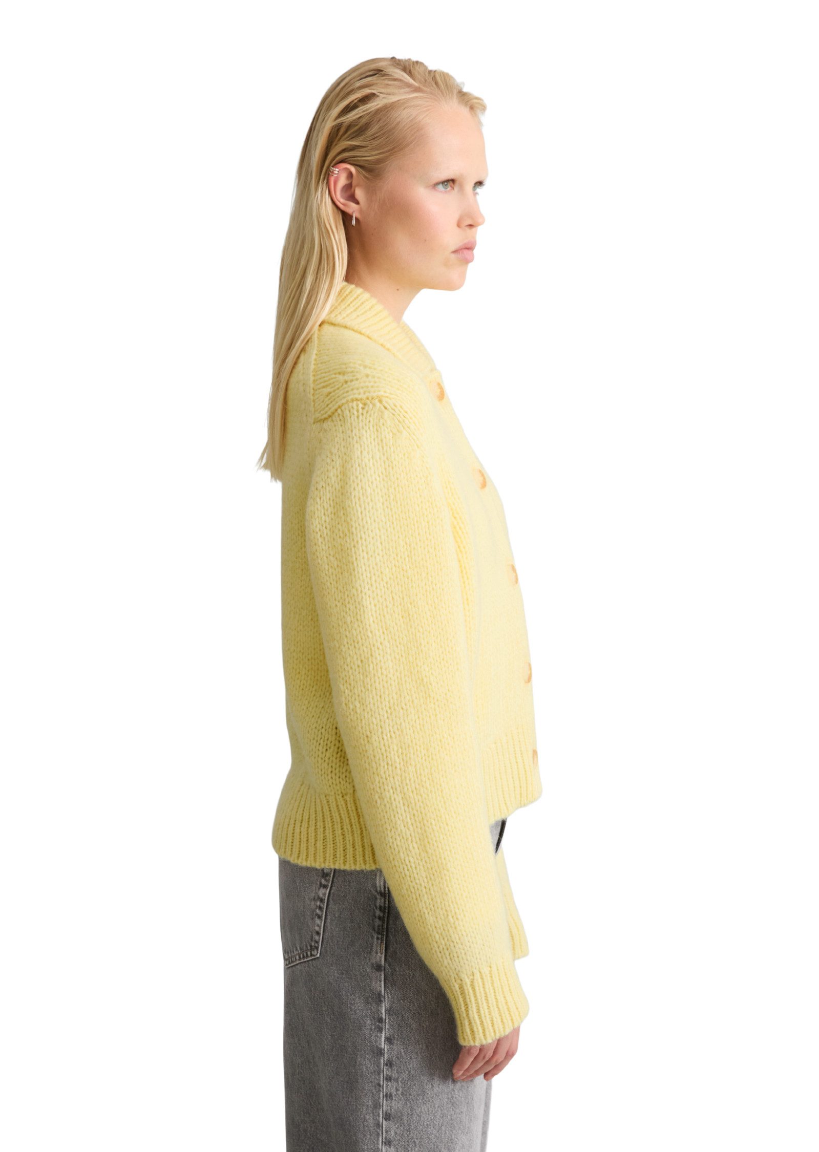 Marc O'Polo DENIM Strickjacke mit Polokragen mit Schurwolle und Alpakawolle