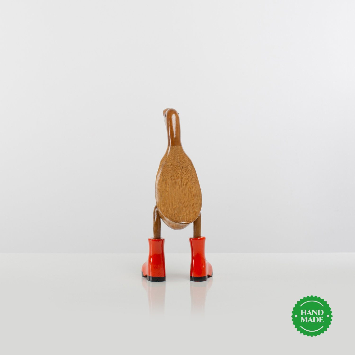 Rikmani Dekofigur - Ente Dekoration 3 Holzfigur Set), orange Geschenk aus (3-er Handgefertigte Stiefel Holz Holzarten