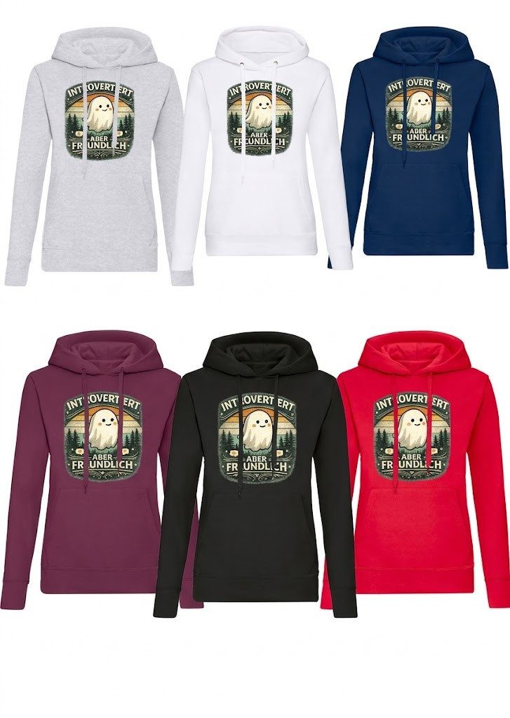 Blondie & Brownie Hoodie Introvertiert Aber Freundlich Damen Hoodie Geist Cartoon Print (Einzeln, Einzelartikel) Introvertiert Aber Freundlich Hoodie