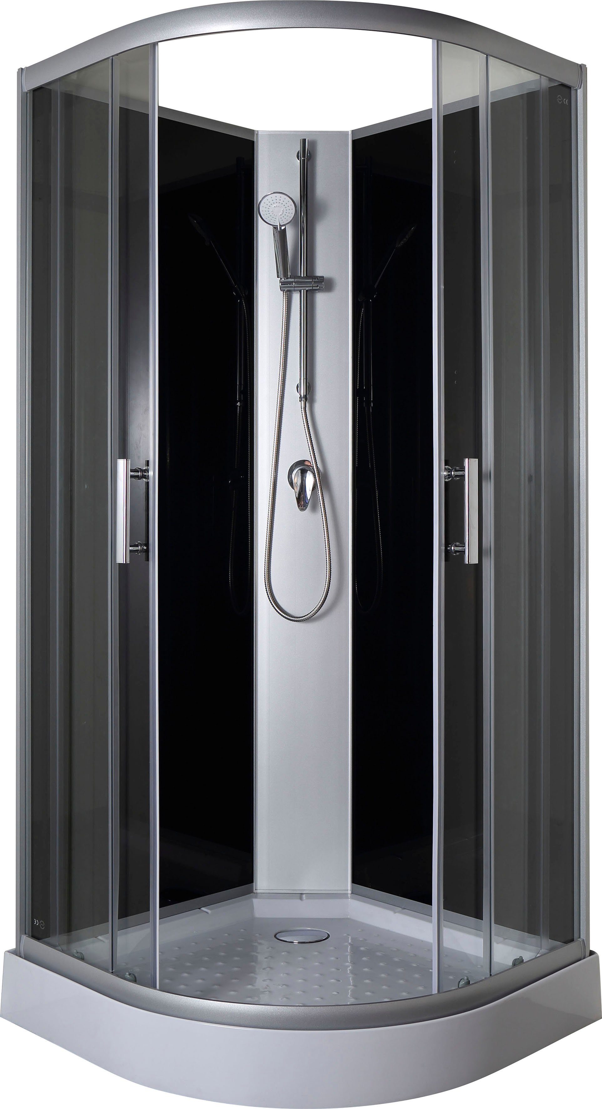 Sanotechnik Komplettdusche RIO Black, BxT: 90x90 cm, Einscheibensicherheitsglas, Viertelkreisdusche