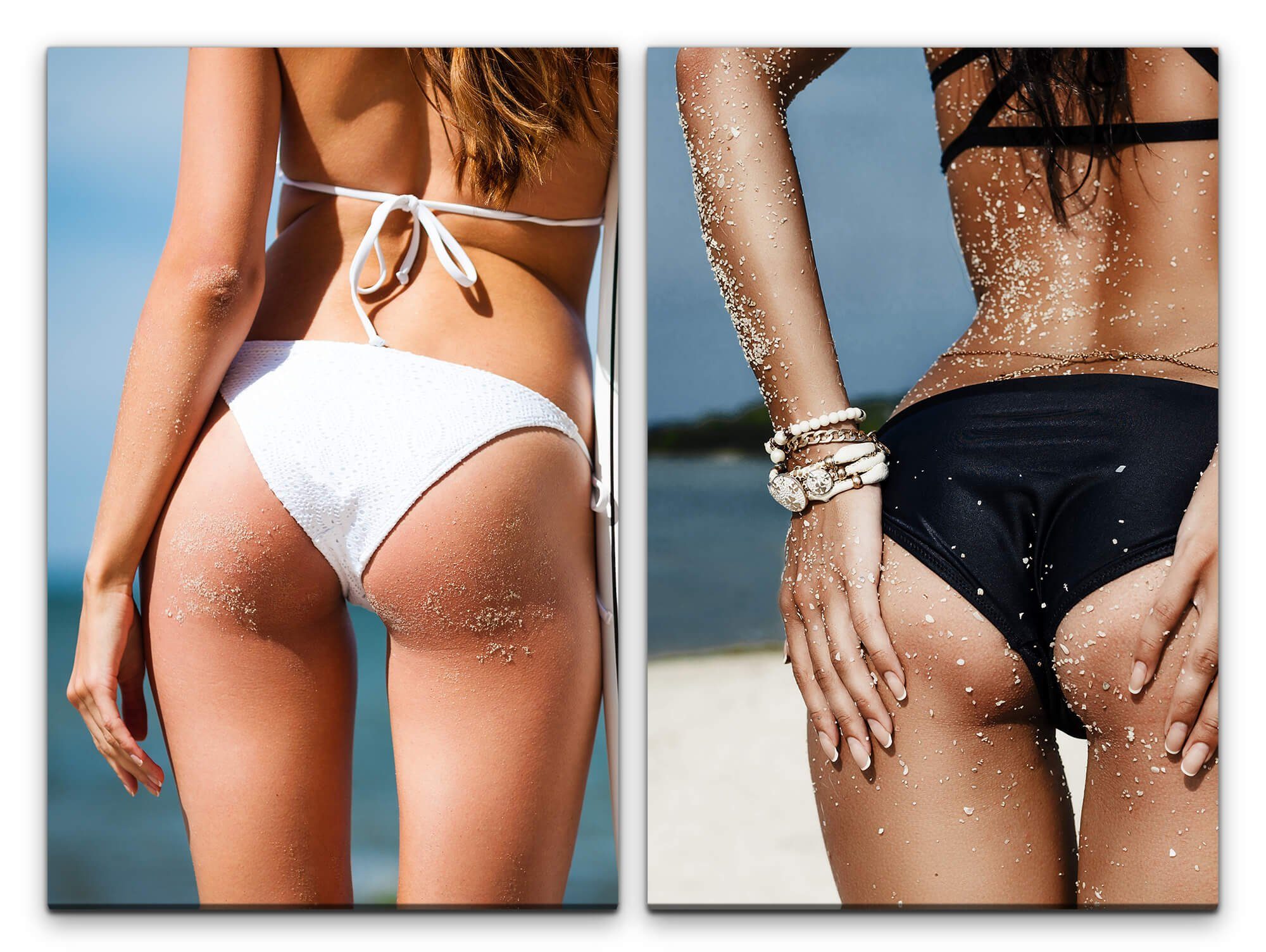 Leinwandbild 2 Bilder je 60x90cm Bikini Strand Sexy Sommer Sonne Meer Heiß