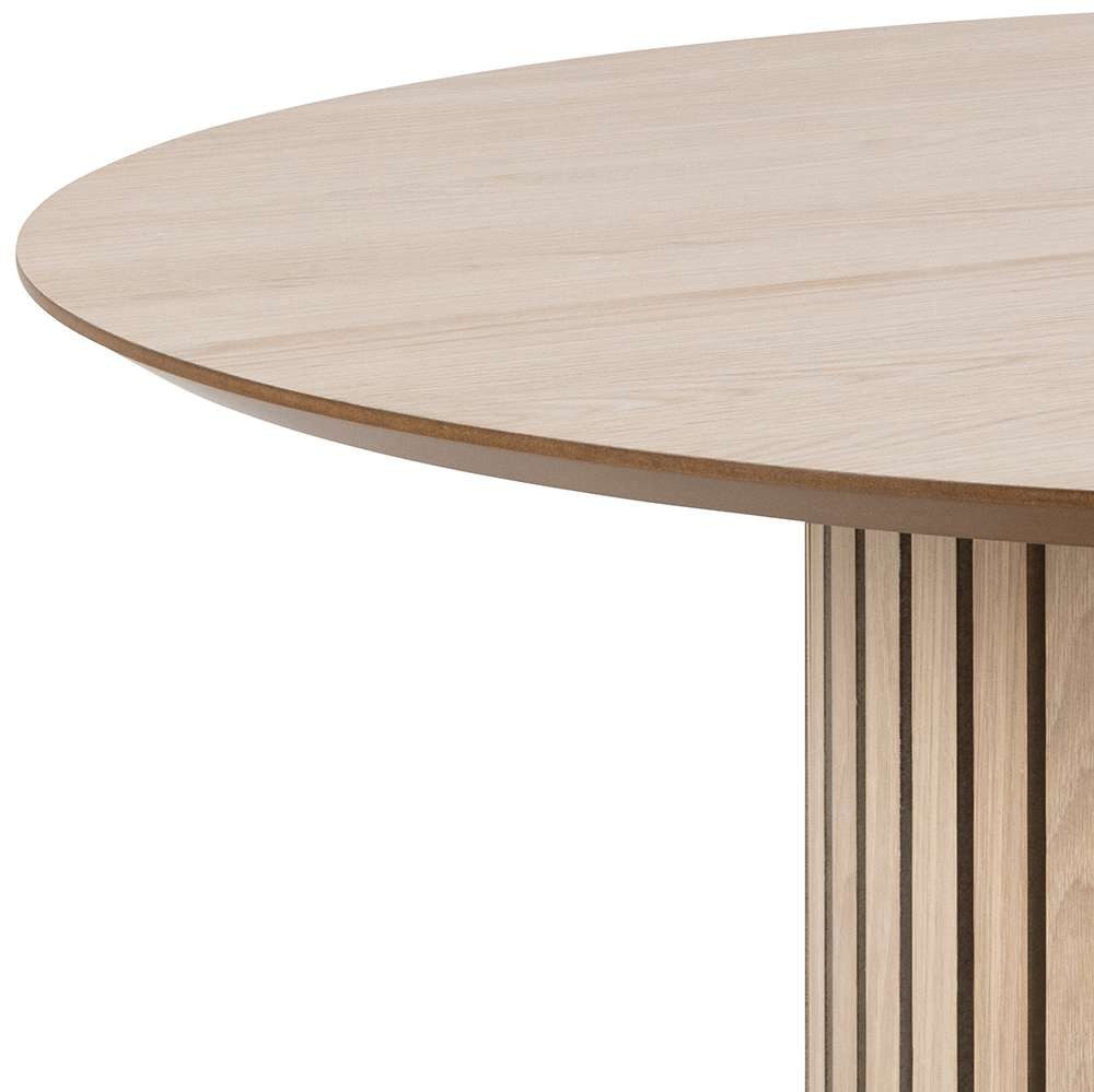 ACTONA GROUP Esstisch Linley Tisch, Wohnzimmertisch, Säulengestell, Rund, Eichenfurnier geölt, Lamellenfront, Ø: 120 cm