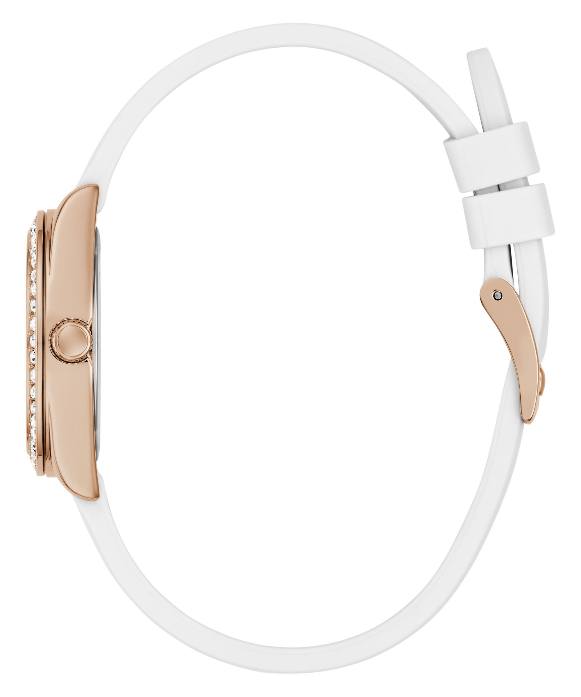 Guess Quarzuhr GUESS-MINI LUNA GLITZ GW1000L3, Armbanduhr, Damenuhr, Silikonarmband, analog