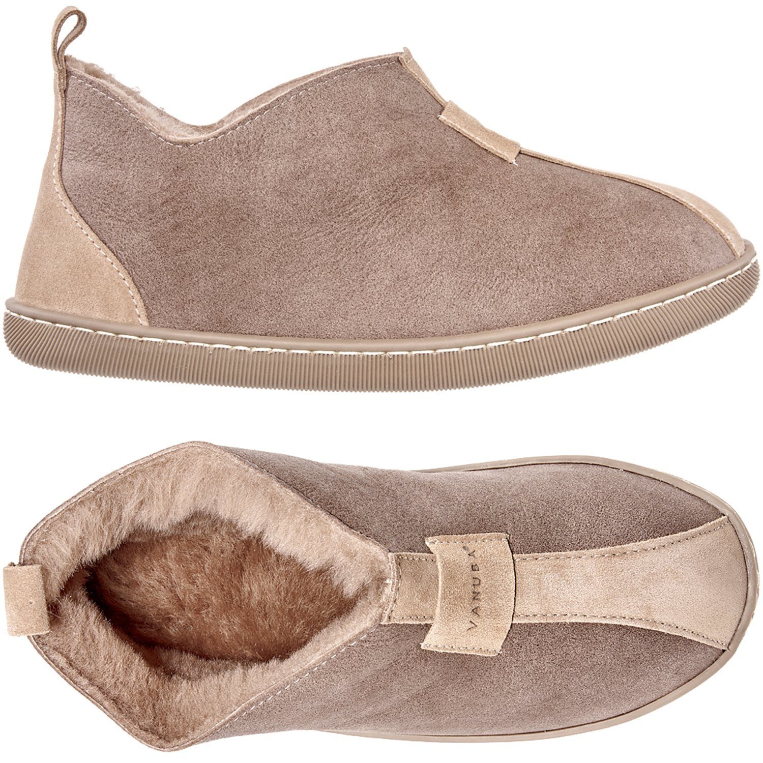 Vanuba KALAHARI Damen Hausschuh Echtleder Hüttenschuhe/Winter-Hausschuhe/Gefüttert