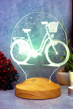 Geschenkelampe LED Nachttischlampe Fahrrad Gravur 3D Lampe Geschenke für Fahrrad Liebhaber, Leuchte 7 Farben fest integriert, Geschenk für Frauen, Mädchen, Freundin