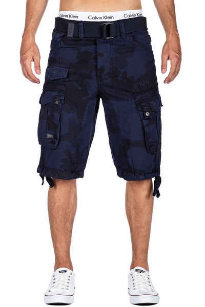 Geographical Norway Cargoshorts Herren kurze Hose bapanoramique Camo (1-tlg) mit Gürtel