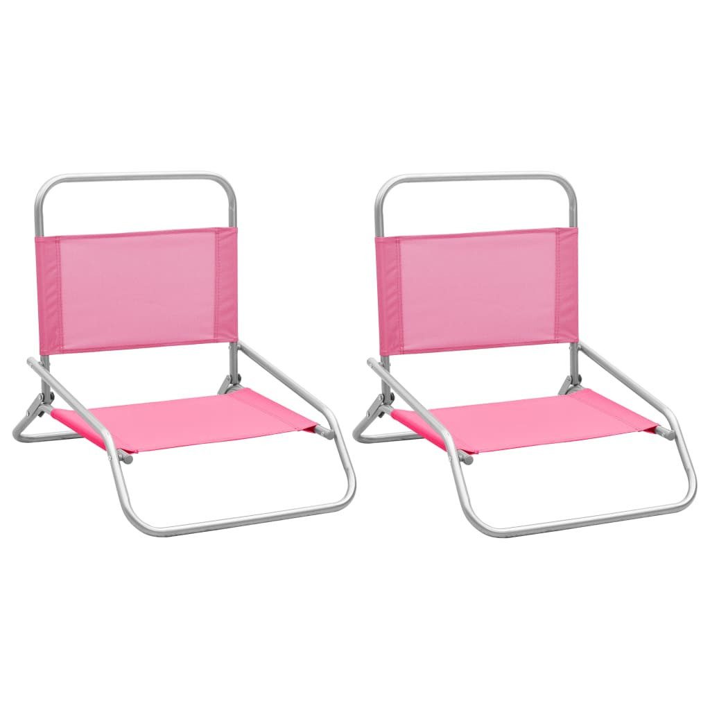 vidaXL Gartenstuhl Klappbare Strandstühle 2 Stk. Rosa Stoff (2 St)