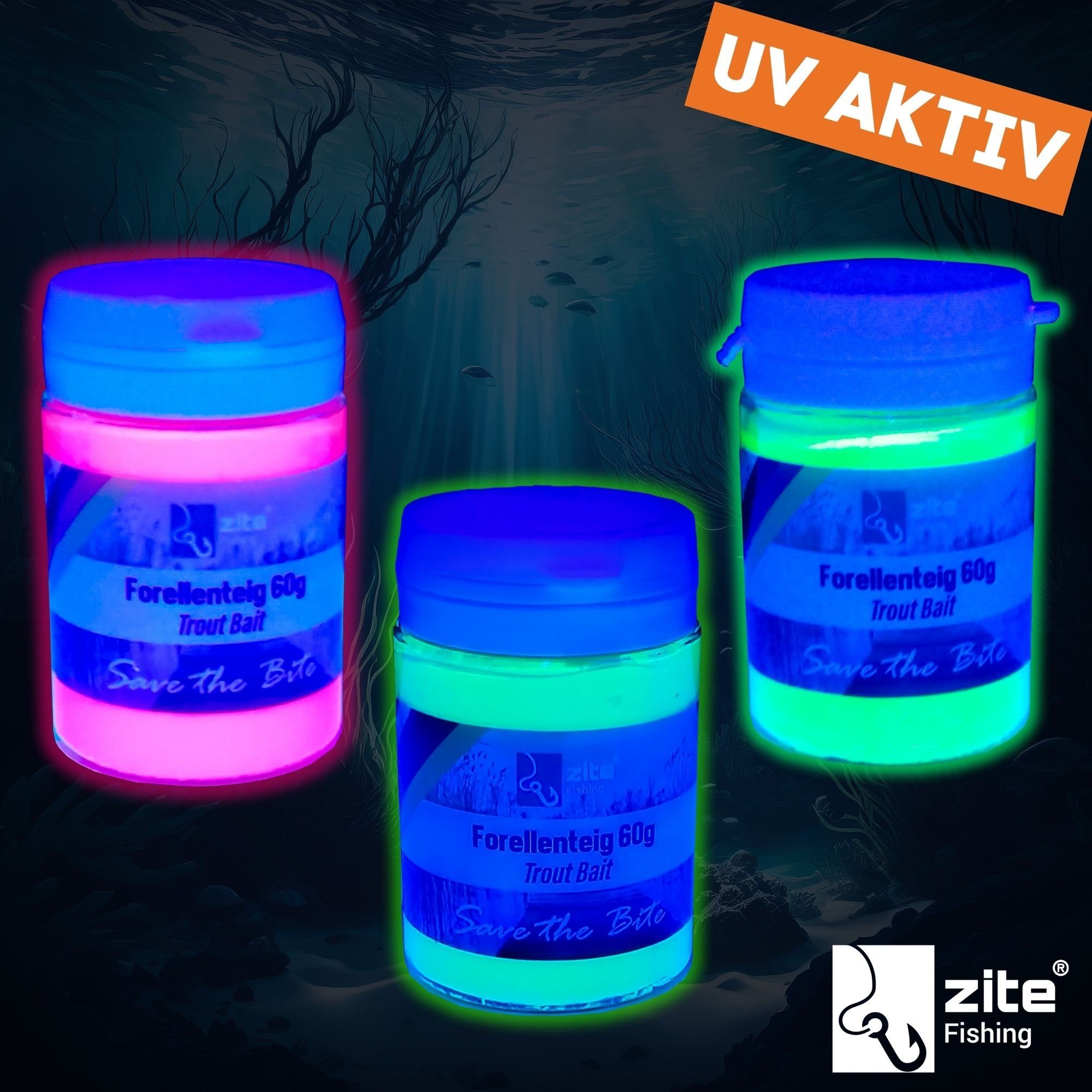 Zite Kunstköder Forellenteig Knoblauch 5 Stk im Set Trout Bait Angelpaste in 5 Farben, UV Aktiv – Bild 4 von 4