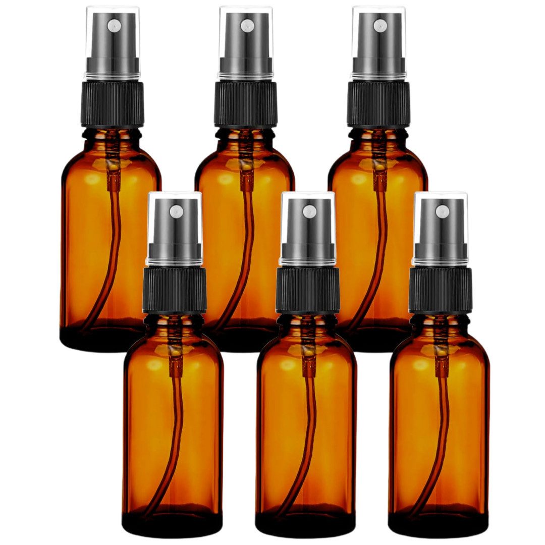 FOUORTUNATE-BEE Sprühflasche 6er Set Glas Sprühflaschen 30 ml Nachfüllbar Feinsprüher Reise, (6-tlg), Für Parfüm Toner Alkohol Wasser Kosmetik Reise und Alltag